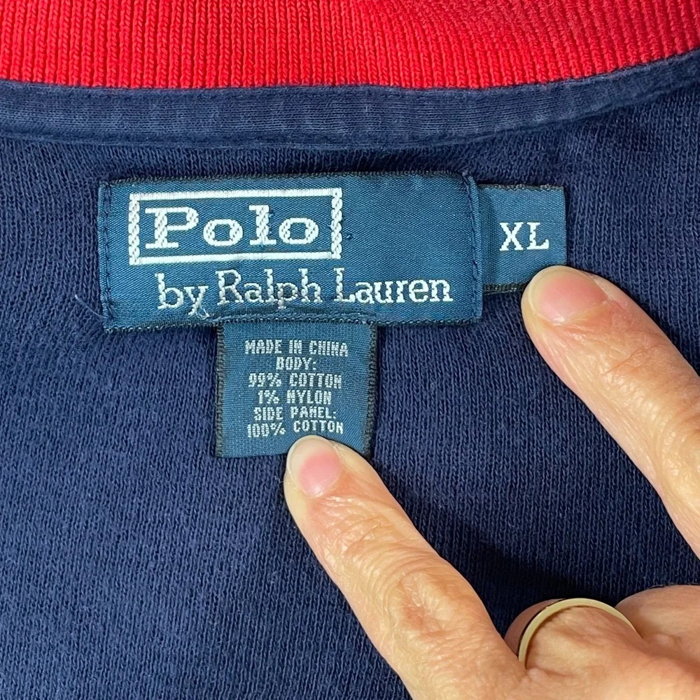 Polo Ralph Lauren Equestrian Crest Logo Track Jacket Men XL‎ Blue Full Zip Heavy